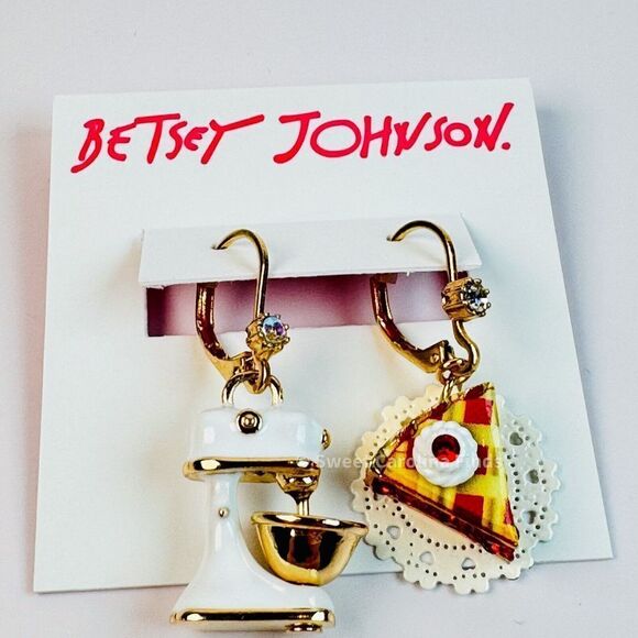 Betsey Johnson • Babycakes Pie & Mixer Earrings • Mismatch Drop • Cherry Pie - Picture 12 of 12